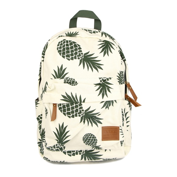 Vintage Canvas Pineapple Print Backpack - Picture 2 of 8